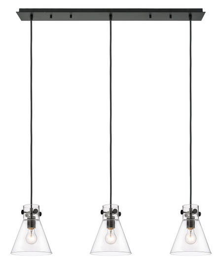 Downtown Urban Three Light Linear Pendant in Matte Black (405|123-410-1PS-BK-G411-8CL)