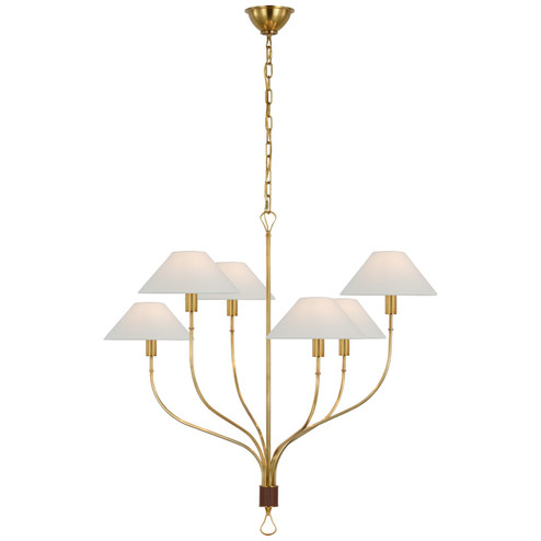 Griffin LED Chandelier in Hand-Rubbed Antique Brass and Saddle Leather (268|AL 5002HAB/SDL-L)