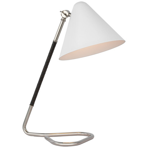 Laken LED Desk Lamp in Polished Nickel and Black Rattan (268|AL 3020PN/BRT-WHT)