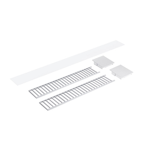 LED Linear Louver Accessory Set in Aluminum / White End Caps (167|NLUD-4LOUVAW)