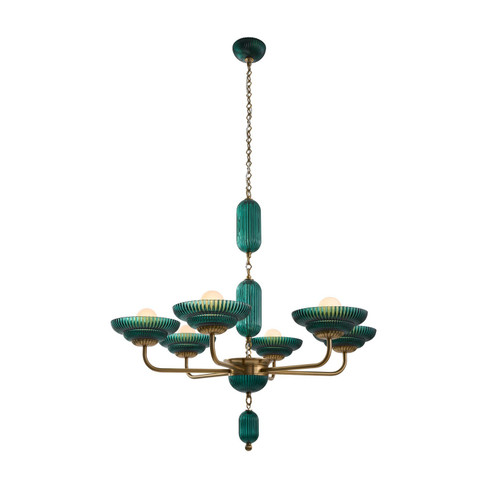 Verde Six Light Chandelier in Satin Brass (33|519671STB)