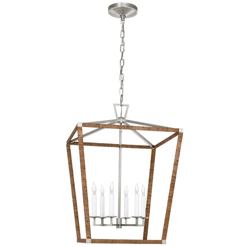 Darlana Wrapped LED Lantern in Aged Iron and Natural Rattan (268|CHC 5879AI/NRT)