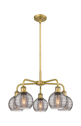 Downtown Urban Five Light Chandelier in Brushed Brass (405|516-5CR-BB-G1213-6SM)