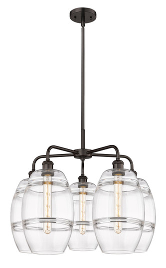Downtown Urban Five Light Chandelier in Oil Rubbed Bronze (405|516-5CR-OB-G557-8CL)