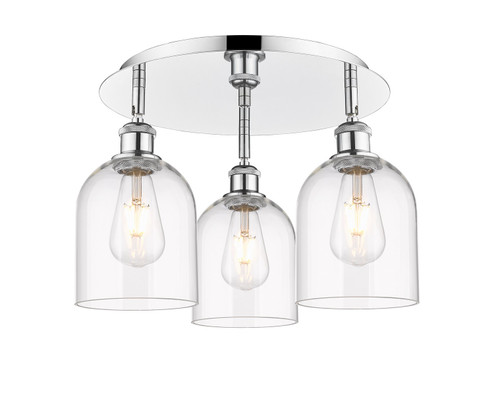 Downtown Urban Three Light Flush Mount in Polished Chrome (405|516-3C-PC-G558-6CL)