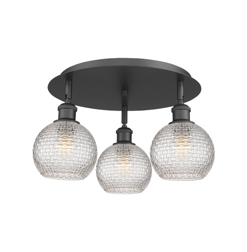 Downtown Urban Three Light Flush Mount in Matte Black (405|516-3C-BK-G122C-6CL)