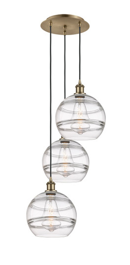 Ballston Three Light Pendant in Antique Brass (405|113B-3P-AB-G556-10CL)