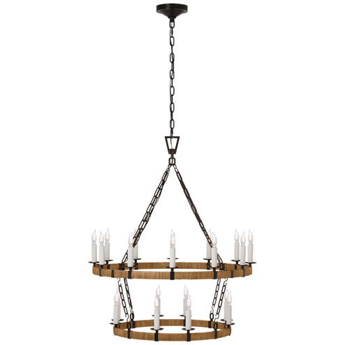 Darlana Wrapped LED Chandelier in Polished Nickel and Natural Rattan (268|CHC 5878PN/NRT)