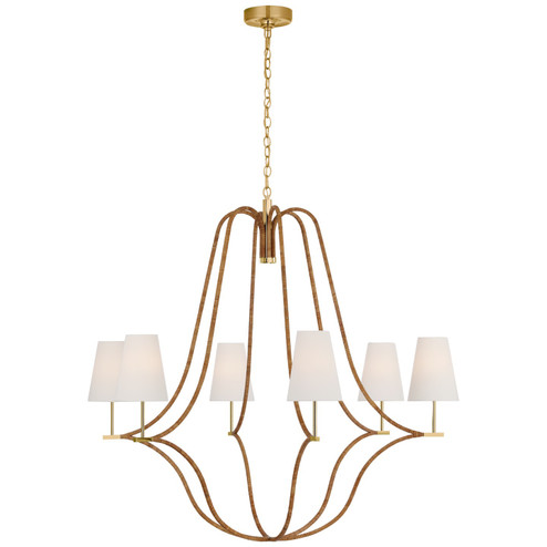 Biscayne LED Chandelier in Antique-Burnished Brass and Natural Rattan (268|CHC 5583AB/NRT-L)