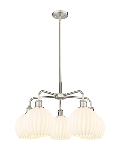 Downtown Urban LED Chandelier in Satin Nickel (405|516-5CR-SN-G1217-8WV)