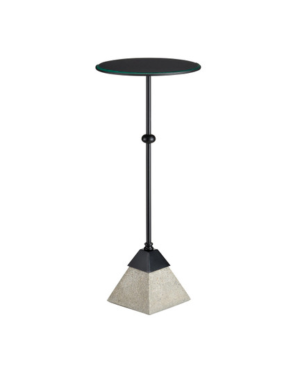 Parna Accent Table in Satin Black/Polished Concrete/Clear (142|4000-0185)