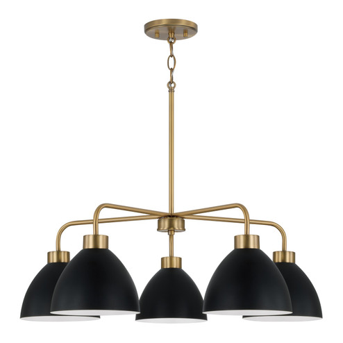 Ross Five Light Chandelier in Aged Brass and Black (65|452051AB)