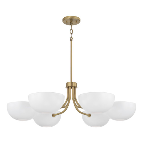Reece Six Light Chandelier in Aged Brass and White (65|451461AW)