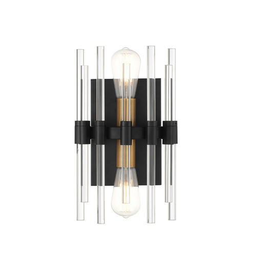 Santiago Two Light Wall Sconce in Matte Black with Warm Brass Accents (51|9-1935-2-143)