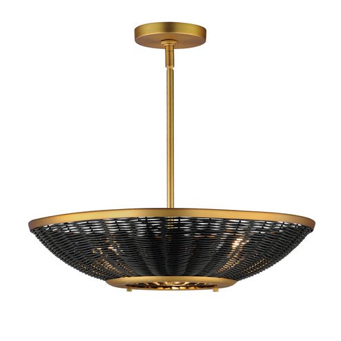 Rattan Three Light Pendant in Natural Aged Brass (16|14462BRNAB)