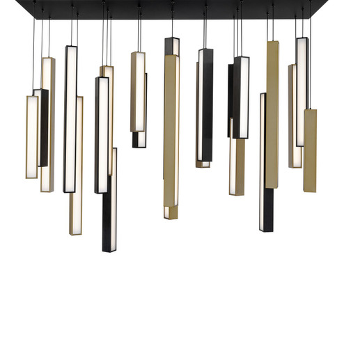 Chaos LED Pendant in Black/Aged Brass & Black (281|PD-64823L-BK/AB-BK)