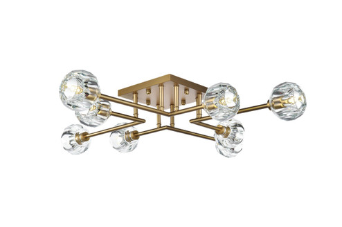 Eren Eight Light Flush Mount in Satin Gold (173|3505F31SG)