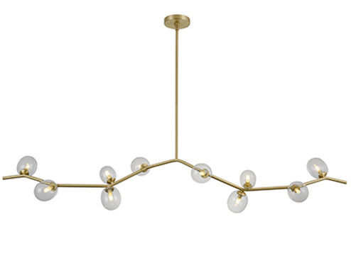 Hampton Ten Light Chandelier in Brushed Brass With Clear Glass (192|HF4810-CLR)