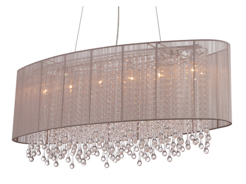 Beverly Dr. Six Light Chandelier in Taupe Silk String (192|HF1503-TP)