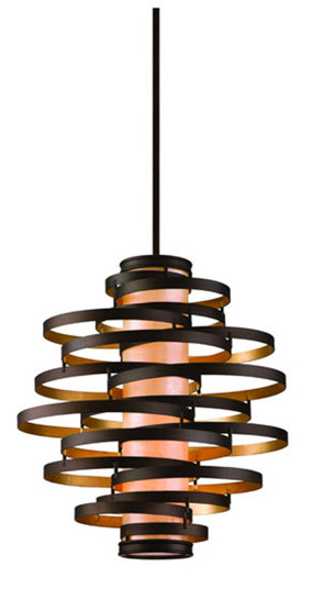 Vertigo Three Light Chandelier in Bronze And Gold Leaf (68|113-44-BRL/GL)