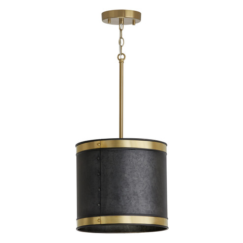 Barrow One Light Pendant in Galvanized Black and True Brass (65|335611GB)