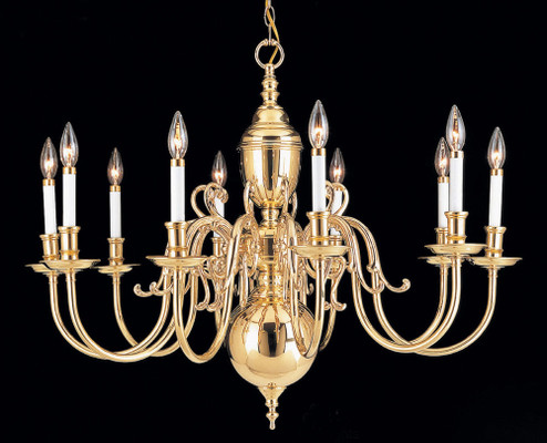 Hermitage Ten Light Chandelier in Polished Brass (92|6741)