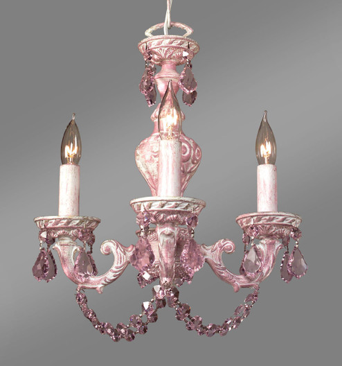 Gabrielle Color Four Light Mini Chandelier in Pink over Antique White (92|8335 PINK PNK)
