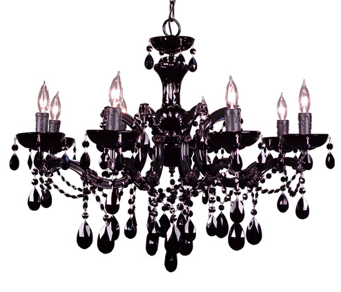 Rialto Traditional Eight Light Chandelier in Black on Black (92|8348 BBLK CBK)