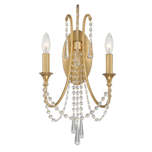 Arcadia Two Light Wall Sconce in Antique Gold (60|ARC-1902-GA-CL-MWP)