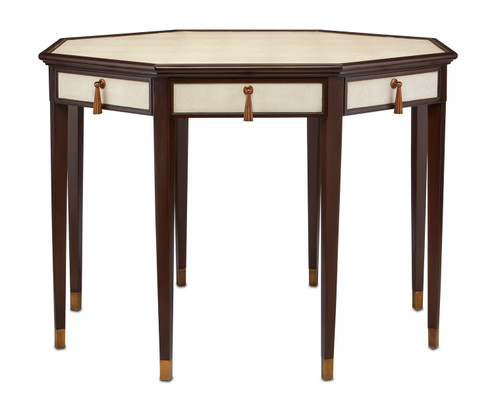 Evie Entry Table in Ivory/Dark Walnut/Brass (142|3000-0200)