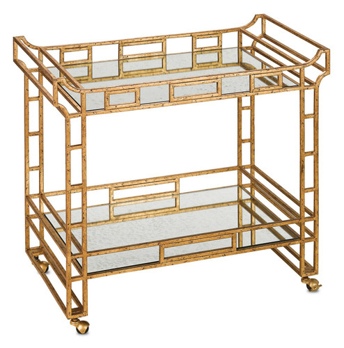 Odeon Bar Cart in Seneca Gold Leaf/Light Roche Antique Mirror (142|4217)