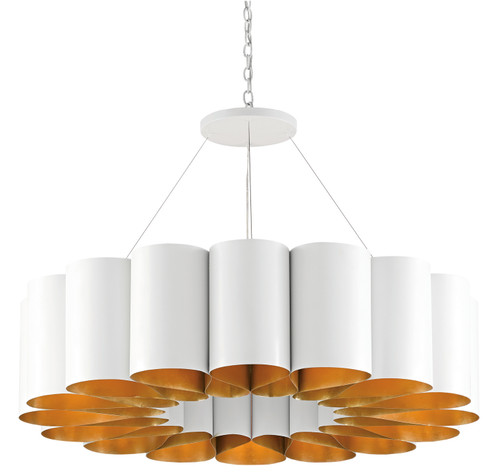 Chauveau 16 Light Chandelier in Pearl White/Contemporary Gold Leaf (142|9000-0513)