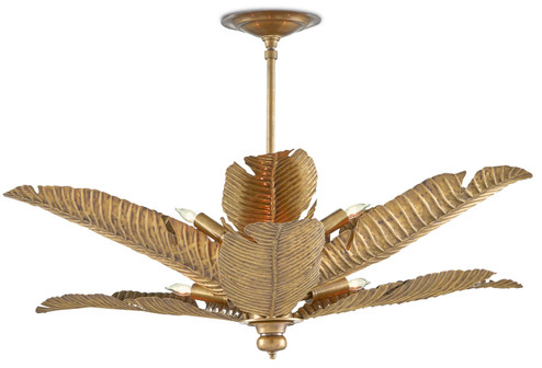 Tropical Six Light Semi-Flush Mount in Vintage Brass (142|9000-0544)