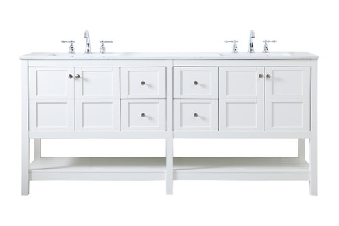 Theo Double Bathroom Vanity in White (173|VF16472DWH)