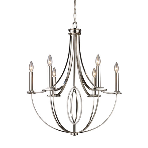 Dione Six Light Chandelier in Polished Nickel (45|10121/6)