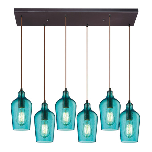Hammered Glass Six Light Pendant in Oil Rubbed Bronze (45|10331/6RC-HAQ)