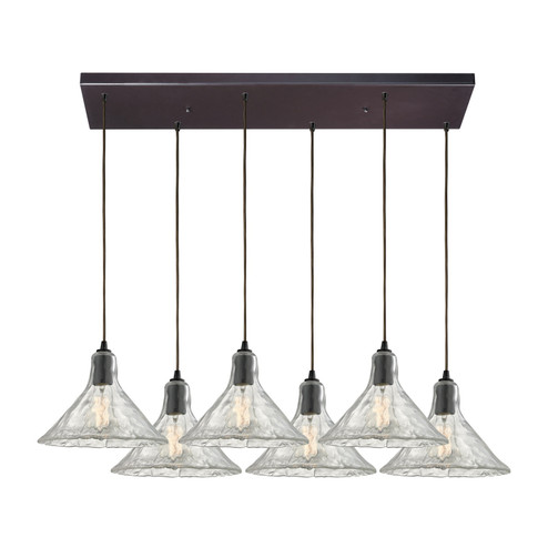 Hand Formed Glass Six Light Pendant in Oil Rubbed Bronze (45|10435/6RC)
