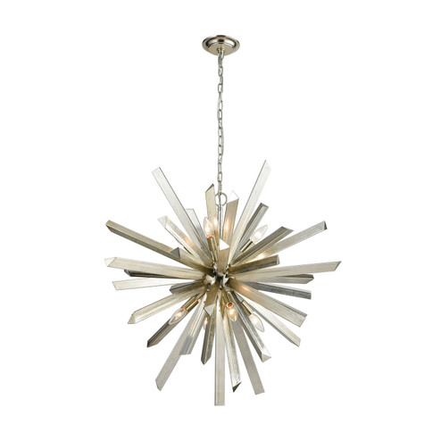 Cataclysm Eight Light Chandelier in Silver Leaf (45|1141-073)