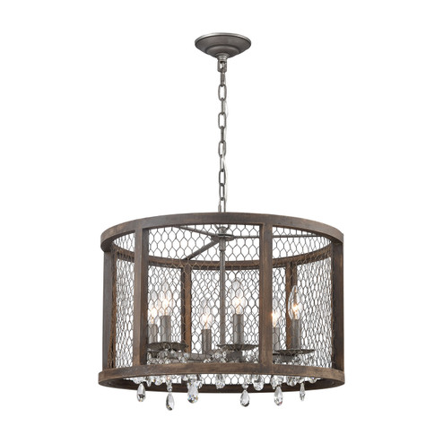 Renaissance Invention Six Light Pendant in Aged Wood (45|D4004)