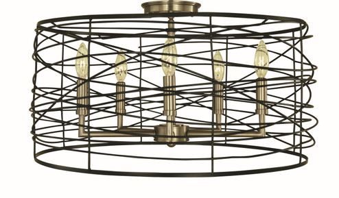 Boca Five Light Flush/Semi-Flush Mount in Brushed Brass and Matte Black (8|5618 BR/MBLACK)