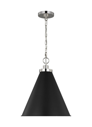 Wellfleet One Light Pendant in Midnight Black and Polished Nickel (454|CP1271MBKPN)