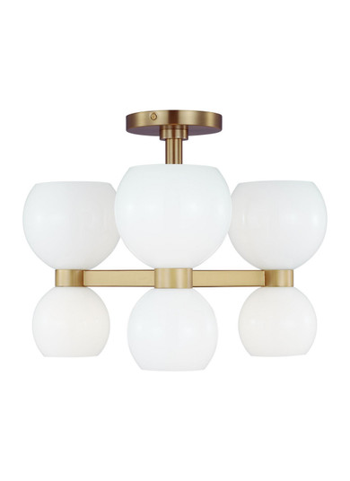 Londyn Six Light Semi Flush Mount in Burnished Brass with Milk White Glass (454|KSF1036BBSMG)