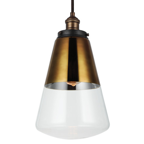 Waveform One Light Pendant in Painted Aged Brass / Dark Weathered Zinc (454|P1373PAGB/DWZ)
