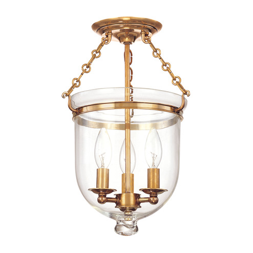 Hampton Three Light Semi Flush Mount in Aged Brass (70|251-AGB-C1)