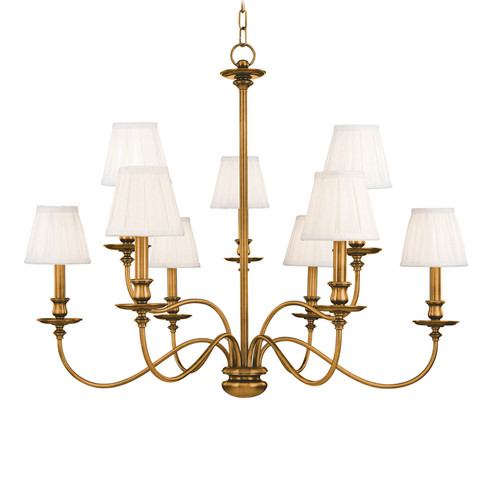 Menlo Park Nine Light Chandelier in Aged Brass (70|4039-AGB)