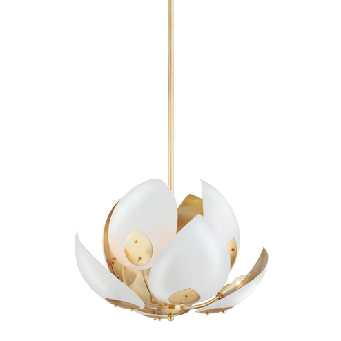 Lotus Eight Light Chandelier in Gold Leaf/White (70|5708-GL/WH)
