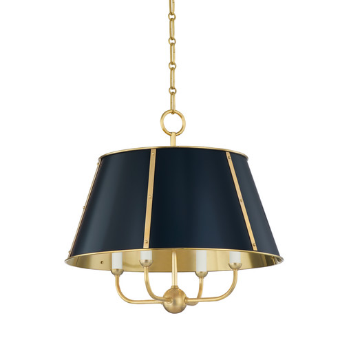 Cambridge Four Light Chandelier in Aged Brass/Darkest Blue (70|MDS120-AGB/DBL)