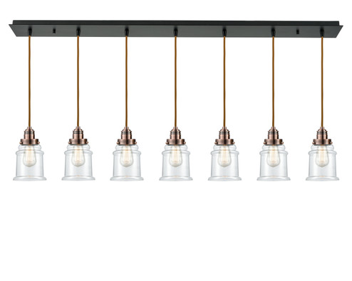 Winchester Seven Light Linear Pendant in Matte Black (405|127BK-10CR-2H-AC-G182)