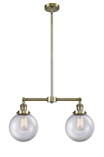 Franklin Restoration Two Light Island Pendant in Antique Brass (405|209-AB-G202-8)