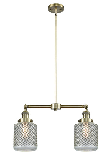 Franklin Restoration Two Light Island Pendant in Antique Brass (405|209-AB-G262)